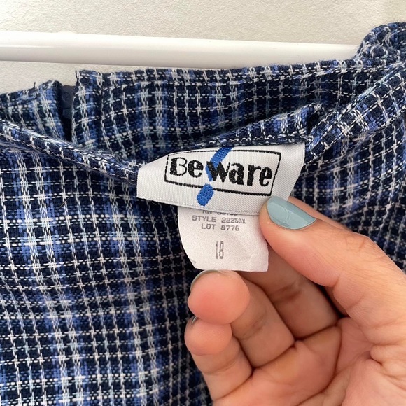 Vintage 90s Blue Plaid Skirt BEWARE - Picture 4 of 4